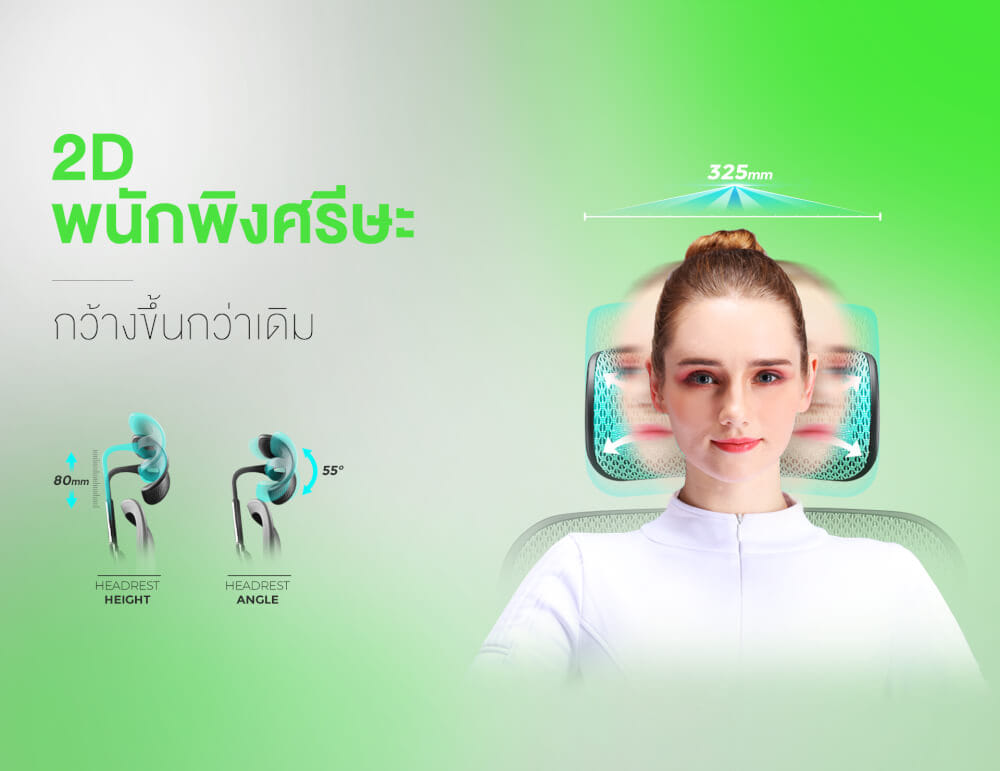 เก้าอี้เพื่อสุขภาพ DF PROCHAIR รุ่น Ergo Elite Pro+ สีเขียว
