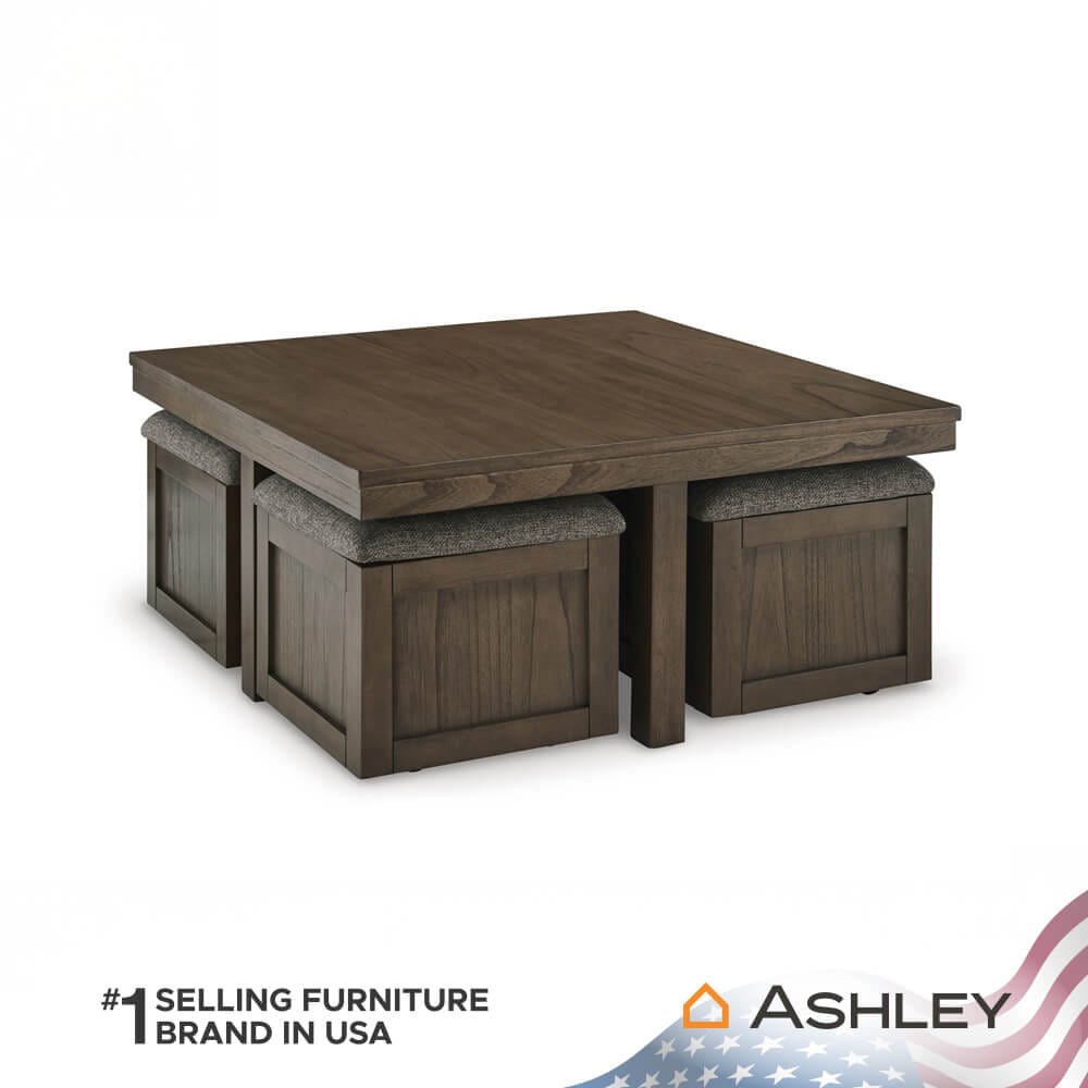 ชุดโต๊ะกลางพร้อมเก้าอี้สตูล ASHLEY FURNITURE HOMESTORE รุ่น BOARDERNEST/101 สีน้ำตาล_0