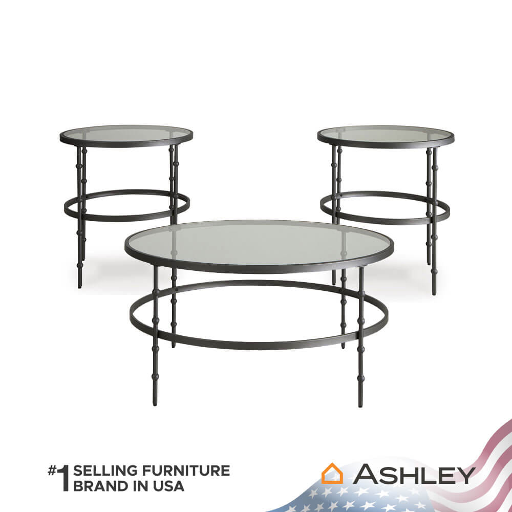 ชุดโต๊ะข้าง ASHLEY FURNITURE HOMESTORE รุ่น KELLYCO/3 สีเทาเข้ม_0