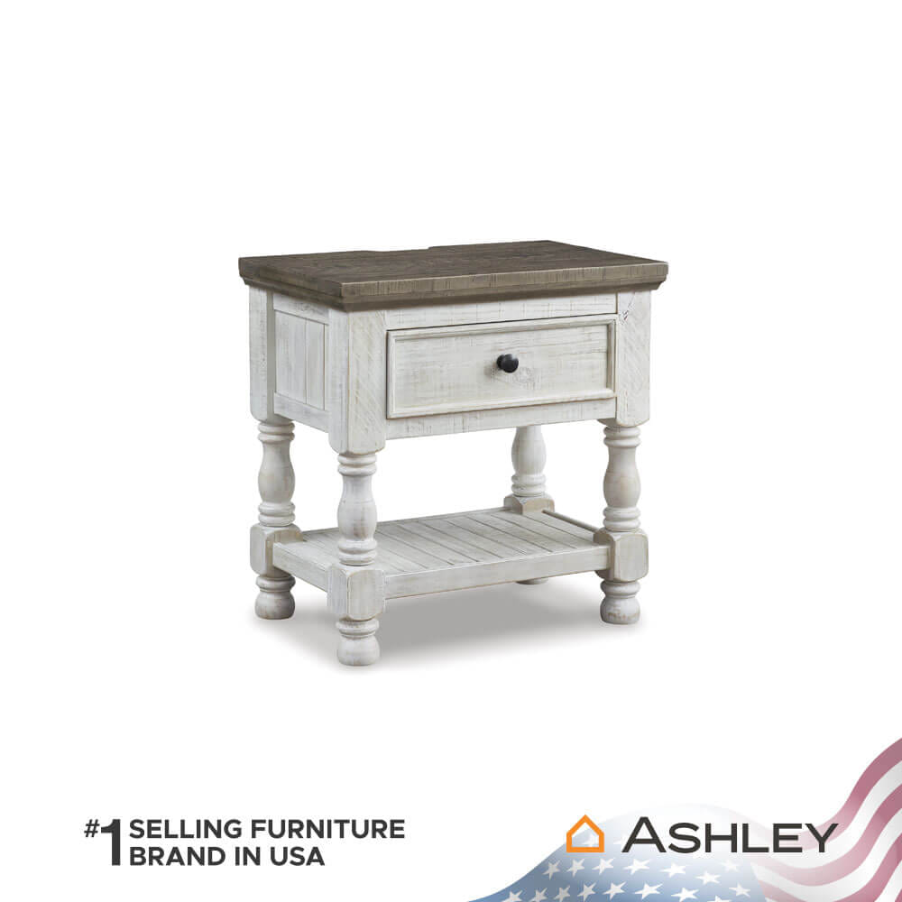 โต๊ะข้างเตียง ASHLEY FURNITURE HOMESTORE รุ่น HAVALANCE สีขาววินเทจ