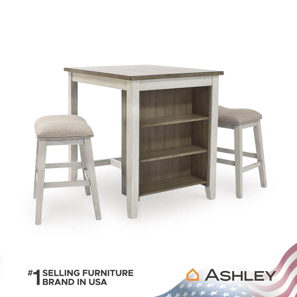 ชุดโต๊ะบาร์ ASHLEY FURNITURE HOMESTORE รุ่น SKEMPTON/3 สีขาววินเทจ