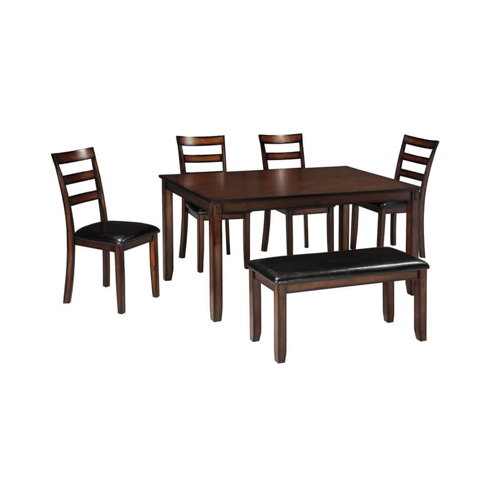 ชุดโต๊ะอาหาร 6 ที่นั่ง ASHLEY FURNITURE HOMESTORE รุ่น COVIAR/6 สีน้ำตาล_1