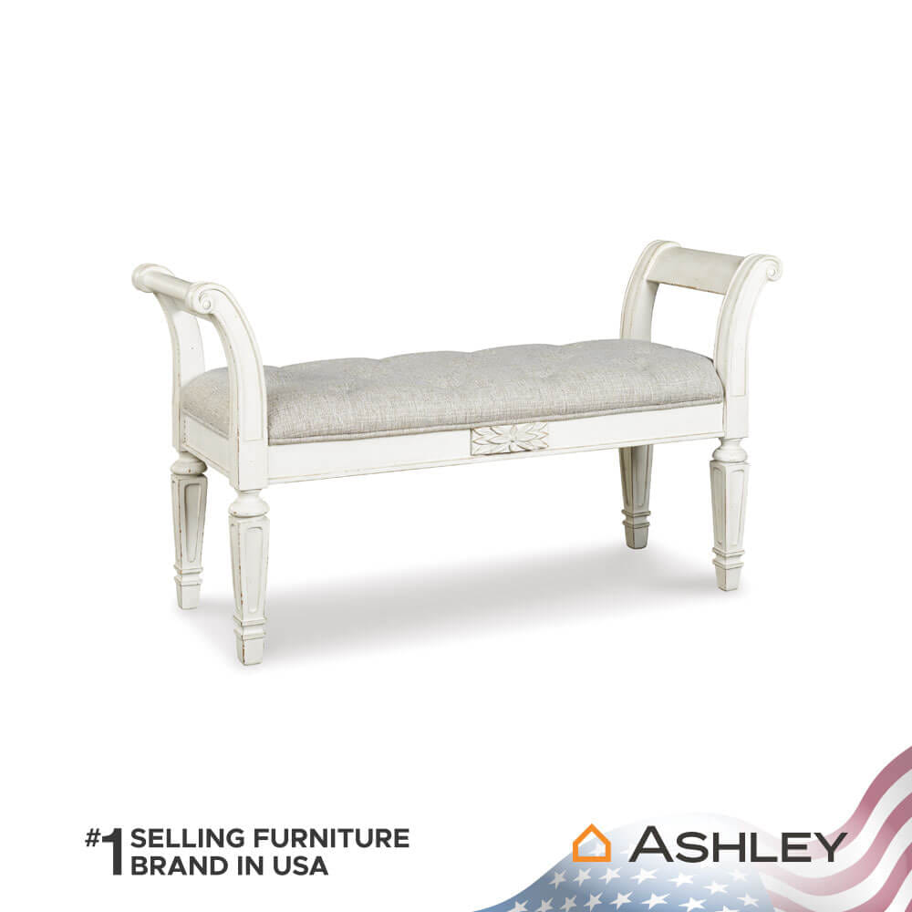 ม้านั่ง ASHLEY FURNITURE HOMESTORE รุ่น REALYN/116 สีขาววินเทจ_1