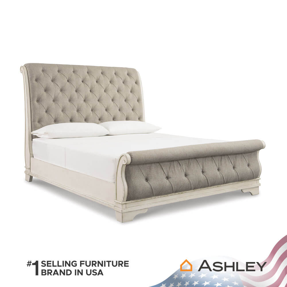 เตียงนอนขนาด 6 ฟุต (หัวเลื่อน) ASHLEY FURNITURE HOMESTORE รุ่น REALYN/180 สีขาววินเทจ_1