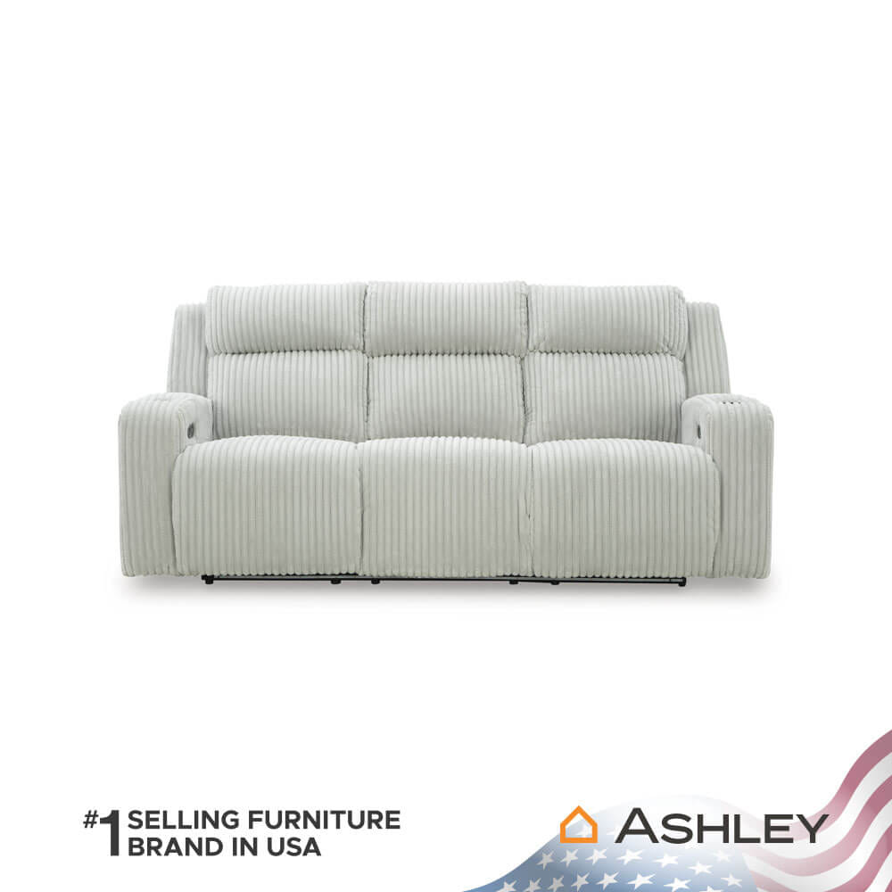 โซฟาปรับเอนไฟฟ้า 3 ที่นั่ง พร้อมพนักพิงศีรษะปรับได้ ASHLEY FURNITURE HOMESTORE รุ่น TWINBROOKE/3RRM สีเทาอ่อน