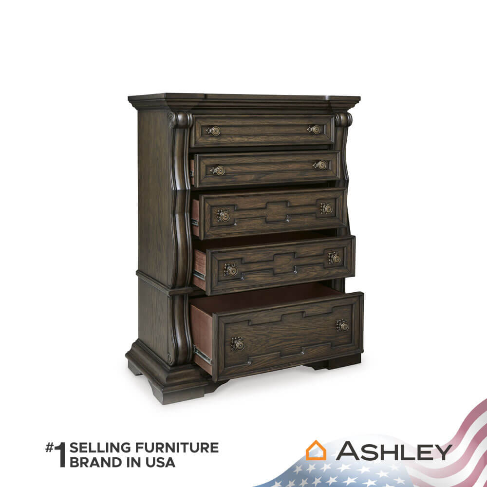 ตู้ลิ้นชัก 5 ลิ้นชัก ASHLEY FURNITURE HOMESTORE รุ่น MAYLEE/110 สีน้ำตาลเข้ม