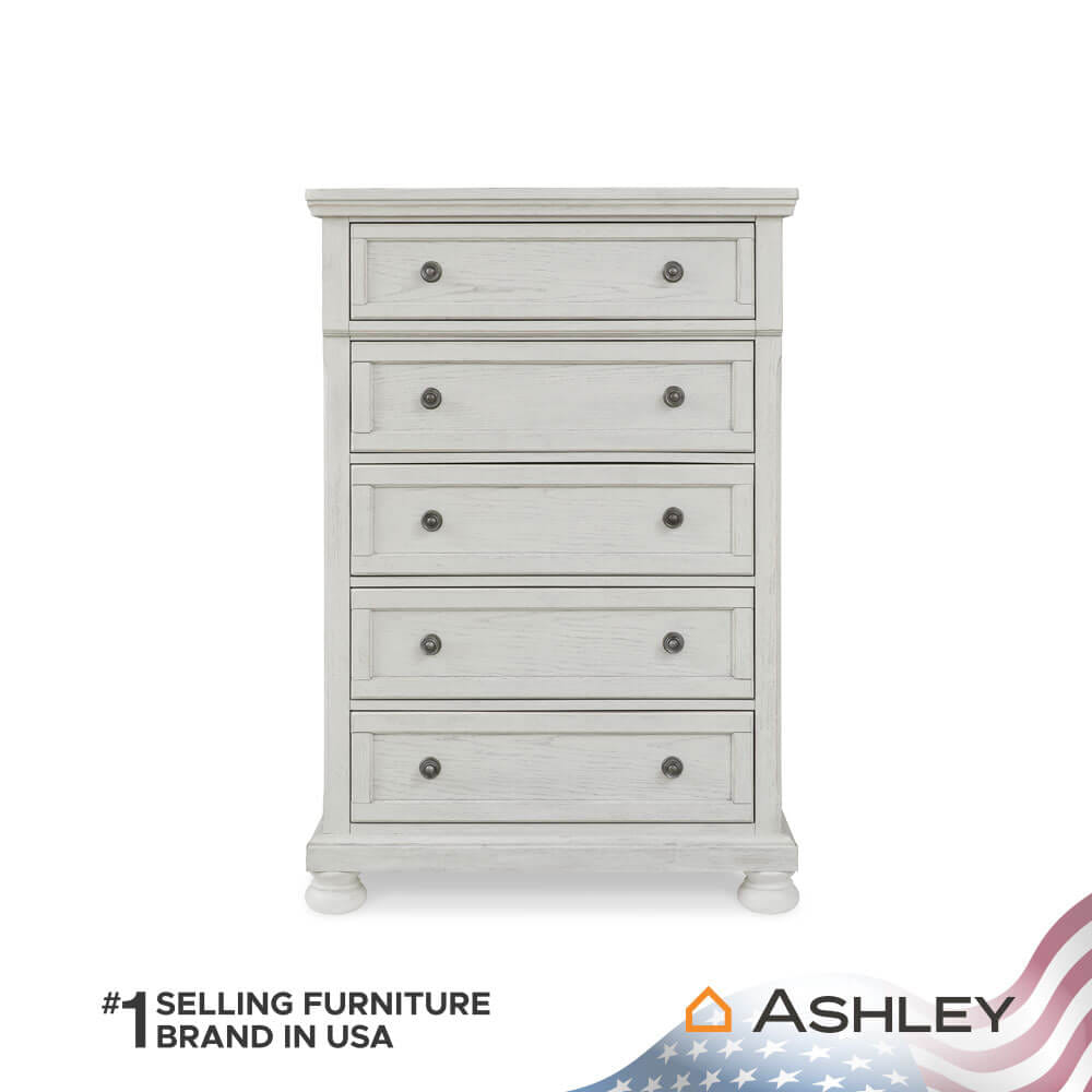 ตู้ลิ้นชัก 5 ลิ้นชัก ASHLEY FURNITURE HOMESTORE รุ่น ROBBINSDALE/100 สีขาววินเทจ