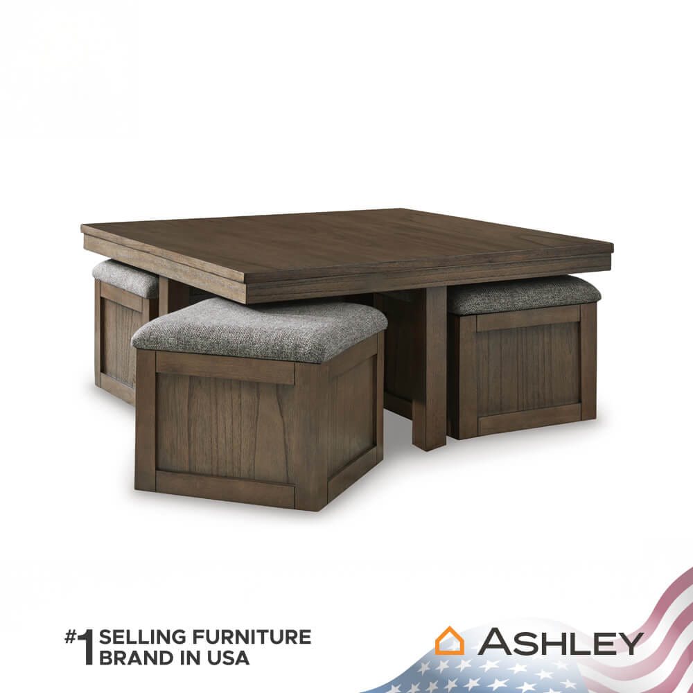 ชุดโต๊ะกลางพร้อมเก้าอี้สตูล ASHLEY FURNITURE HOMESTORE รุ่น BOARDERNEST/101 สีน้ำตาล_2