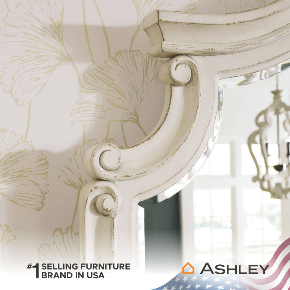 กระจกตั้งโต๊ะ ASHLEY FURNITURE HOMESTORE รุ่น REALYN/111X101 สีขาววินเทจ