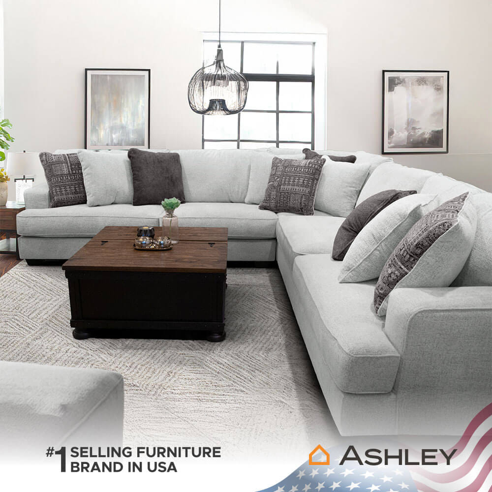 โซฟาตัว L ด้านซ้าย-ขวา ASHLEY FURNITURE HOMESTORE รุ่น RAWCLIFFE/R-L สีเทาอ่อน