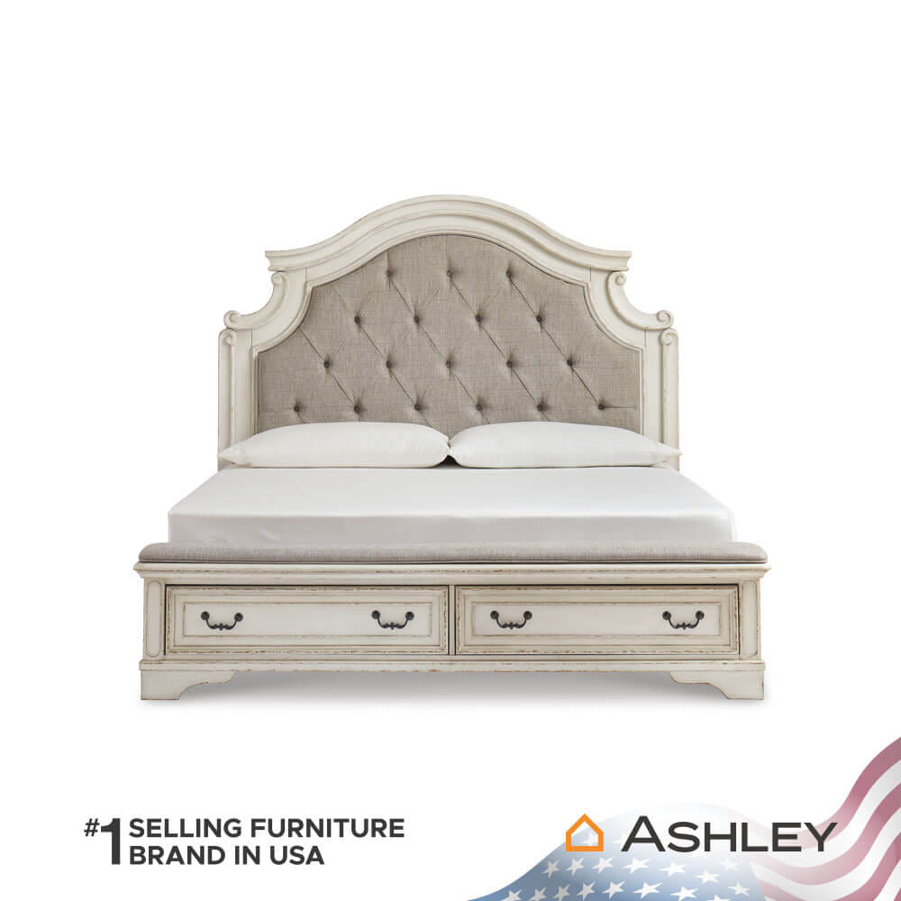 เตียงนอนขนาด 6 ฟุต ASHLEY FURNITURE HOMESTORE รุ่น REALYN/180 สีขาววินเทจ