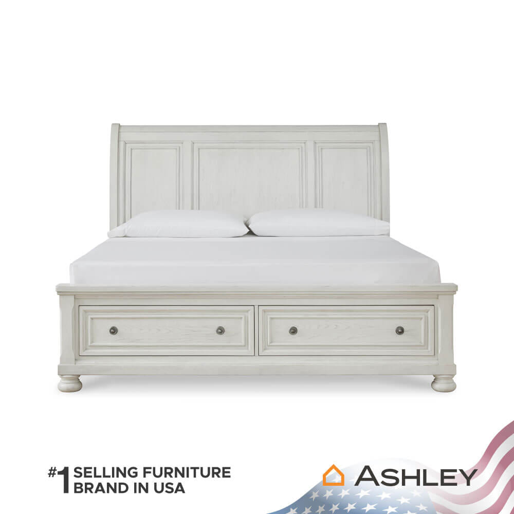 เตียงนอนขนาด 6 ฟุต ASHLEY FURNITURE HOMESTORE รุ่น ROBBINSDALE/180 สีขาววินเทจ