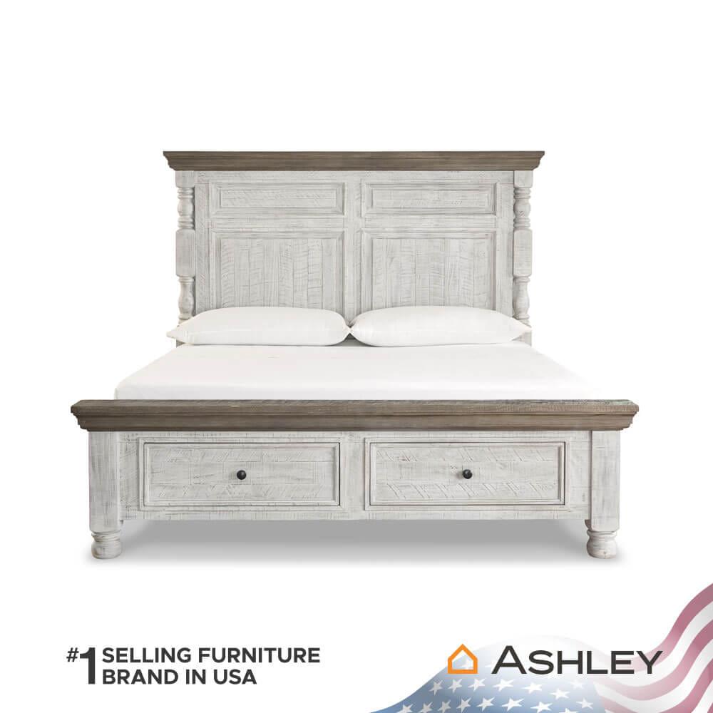 เตียงนอนขนาด 6 ฟุต ASHLEY FURNITURE HOMESTORE รุ่น HAVALANCE/180 สีขาววินเทจ
