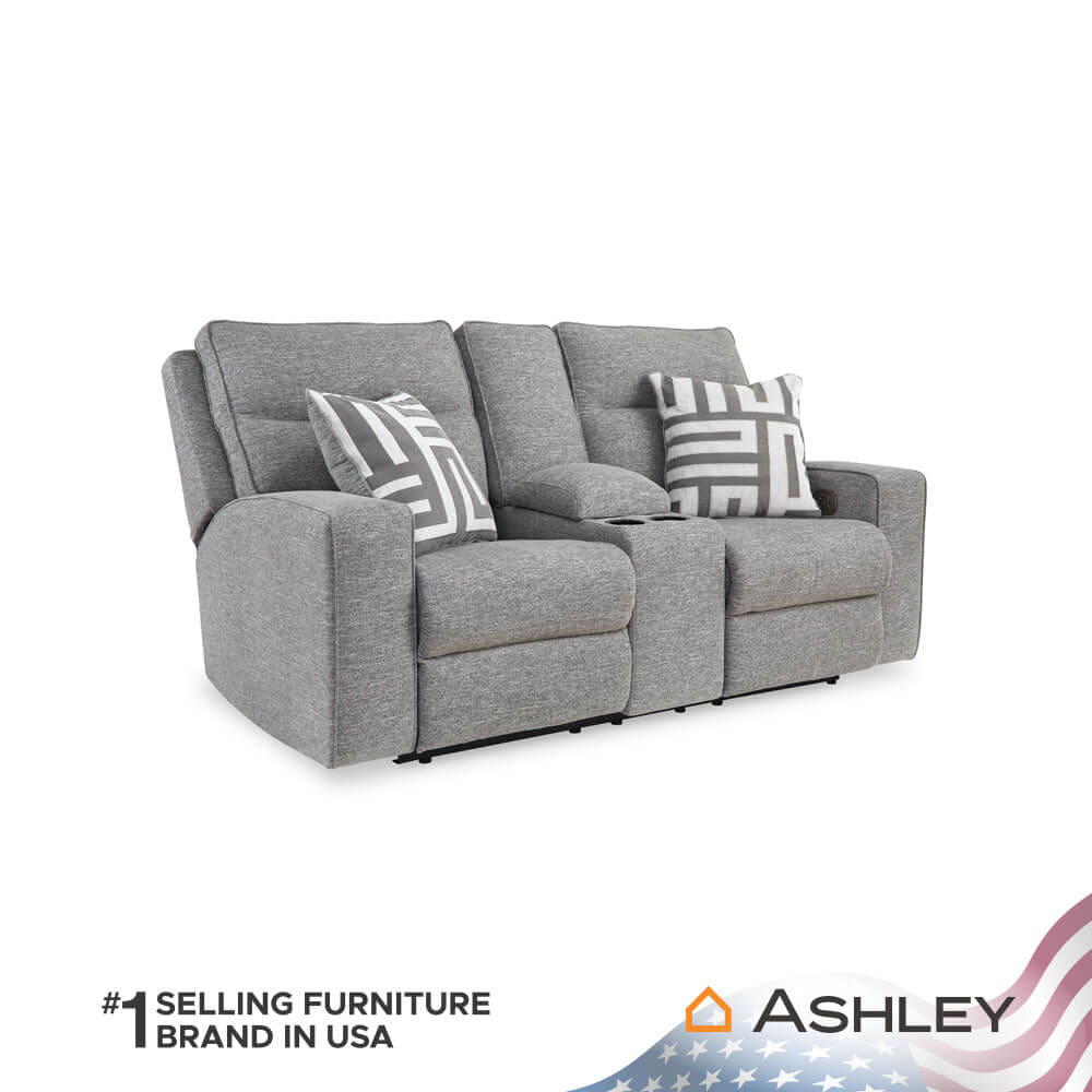 โซฟาปรับเอนไฟฟ้า 2 ที่นั่งพร้อมที่วางแขน ASHLEY FURNITURE HOMESTORE รุ่น BISCOE/2RRM สีเทาอ่อน