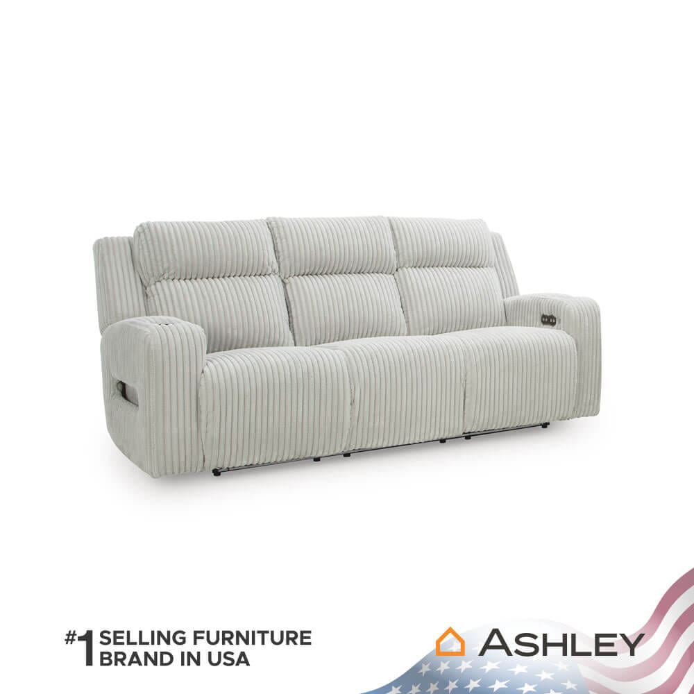 โซฟาปรับเอนไฟฟ้า 3 ที่นั่ง พร้อมพนักพิงศีรษะปรับได้ ASHLEY FURNITURE HOMESTORE รุ่น TWINBROOKE/3RRM สีเทาอ่อน