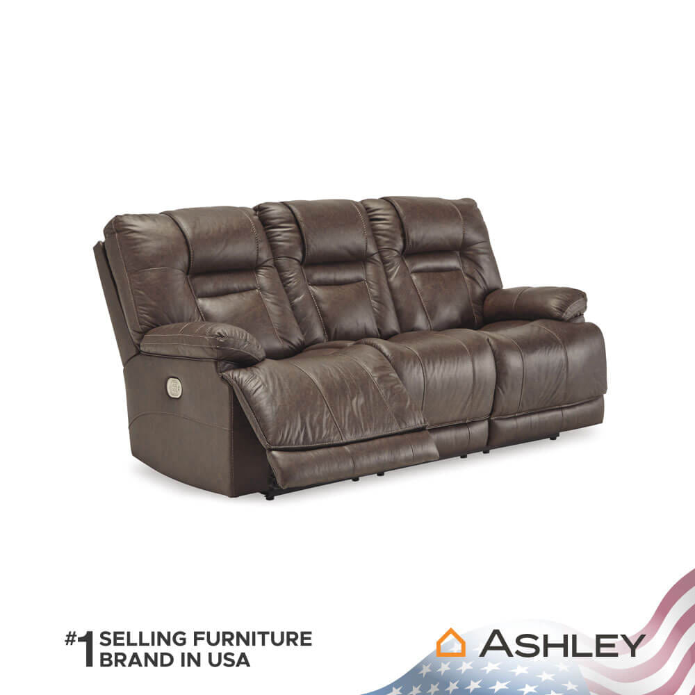 โซฟาปรับเอนไฟฟ้า 3 ที่นั่ง พร้อมพนักพิงศีรษะปรับได้ ASHLEY FURNITURE HOMESTORE รุ่น WURSTROW/3RRM สีน้ำตาล
