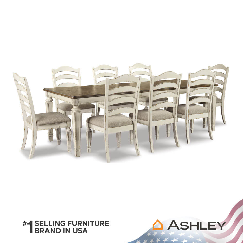 โต๊ะอาหาร ปรับขยายได้ ASHLEY FURNITURE HOMESTORE รุ่น REALYN/198-243 สีขาววินเทจ