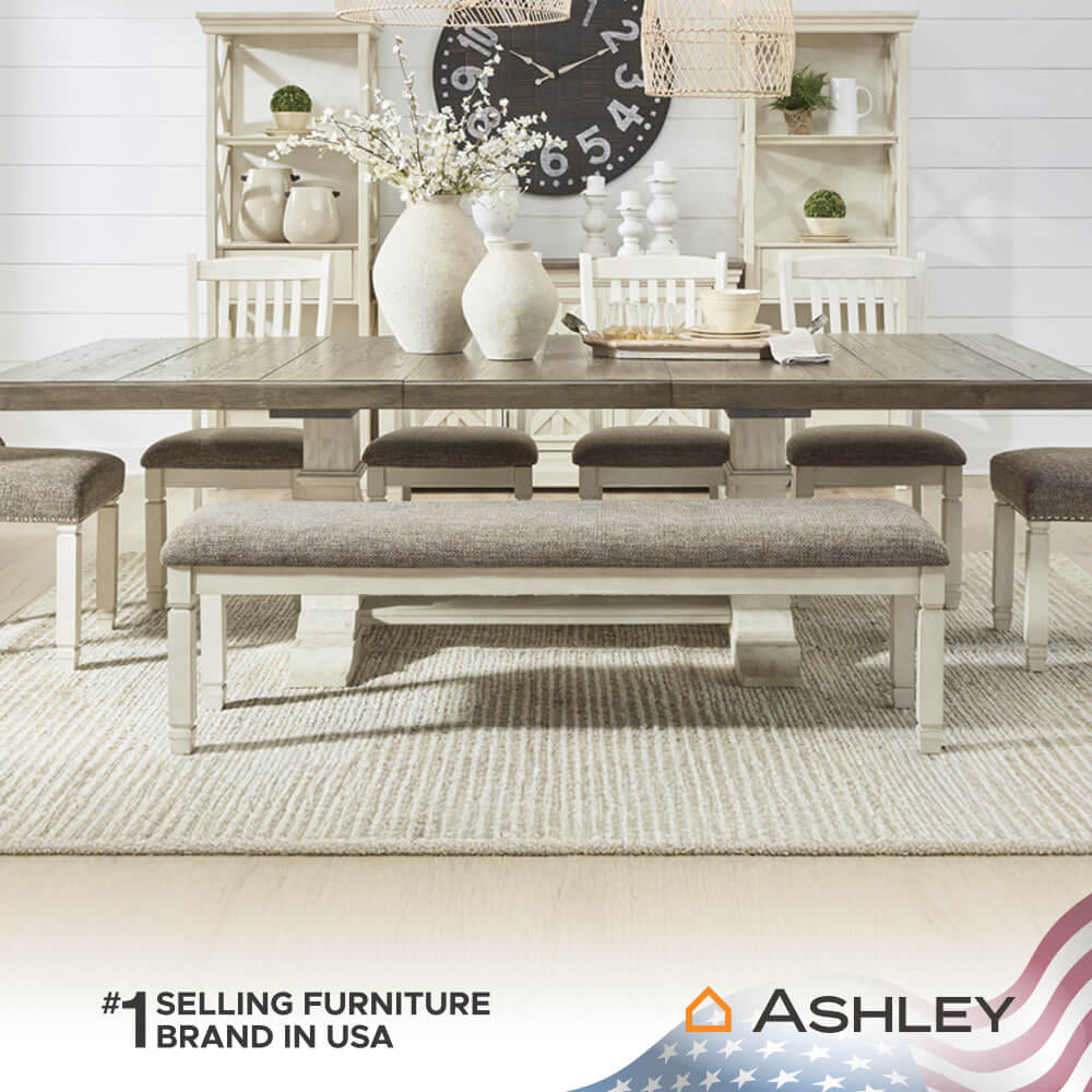 ม้านั่ง ASHLEY FURNITURE HOMESTORE รุ่น BOLANBURG/165 สีขาววินเทจ_3