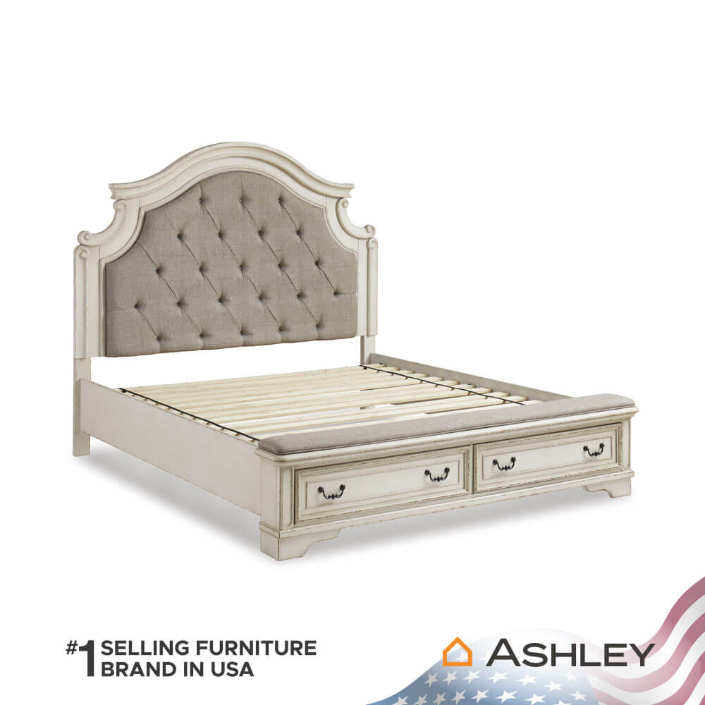 เตียงนอนขนาด 6 ฟุต ASHLEY FURNITURE HOMESTORE รุ่น REALYN/180 สีขาววินเทจ