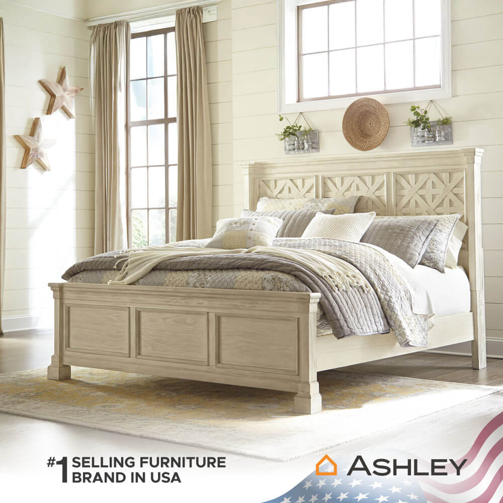 เตียงนอนขนาด 6 ฟุต ASHLEY FURNITURE HOMESTORE รุ่น BOLANBURG/180 สีขาววินเทจ