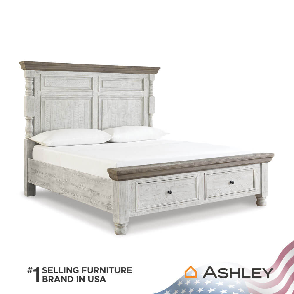 เตียงนอนขนาด 6 ฟุต ASHLEY FURNITURE HOMESTORE รุ่น HAVALANCE/180 สีขาววินเทจ