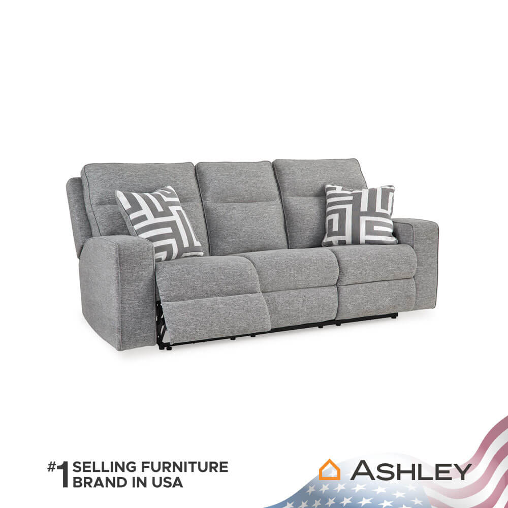 โซฟาปรับเอนไฟฟ้า 3 ที่นั่ง พร้อมพนักพิงศีรษะปรับได้ ASHLEY FURNITURE HOMESTORE รุ่น BISCOE/3RRM สีเทาอ่อน