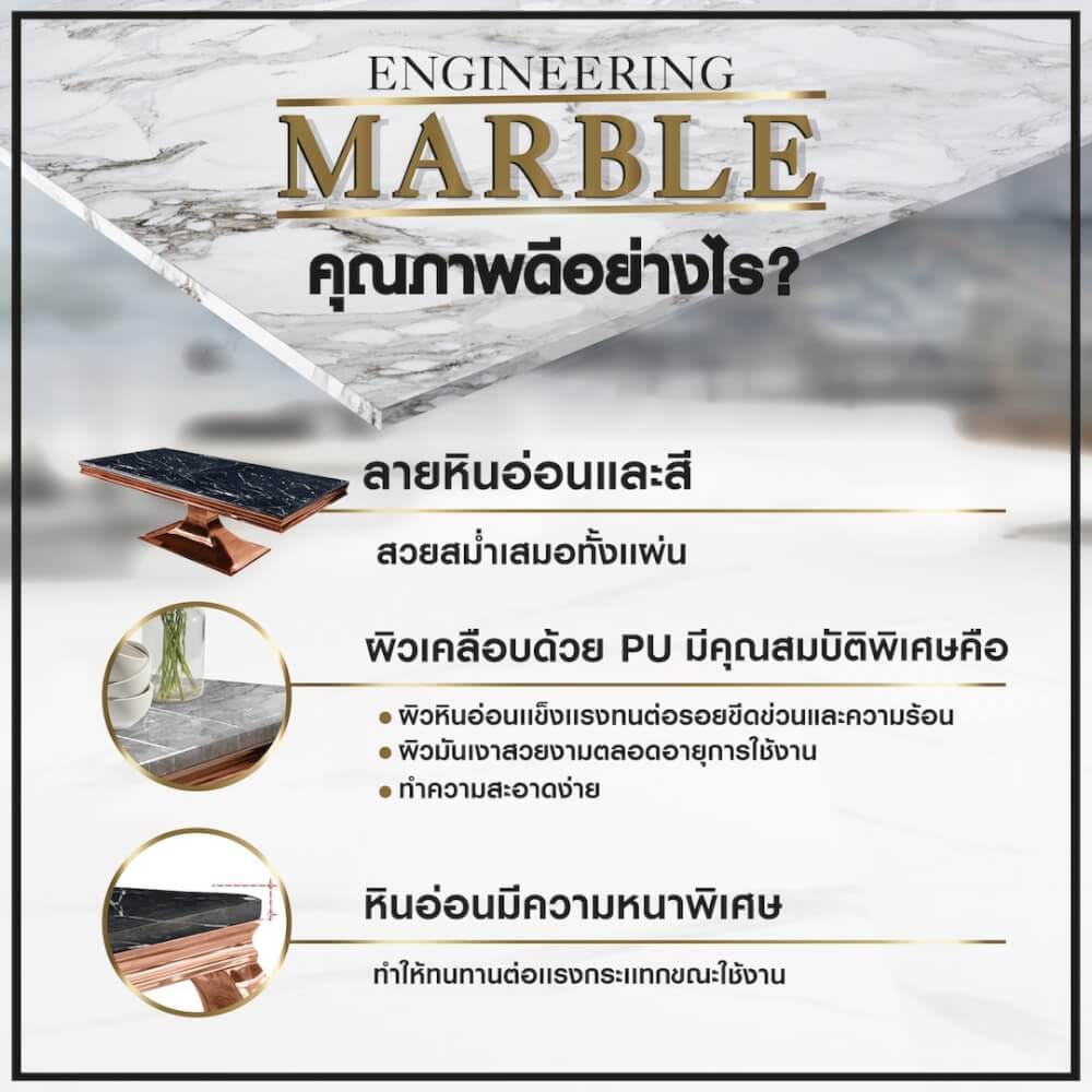 โต๊ะอาหาร CHIC REPUBLIC รุ่น AEOLUS-CH/200 MARBLE สีเทาอ่อน_4