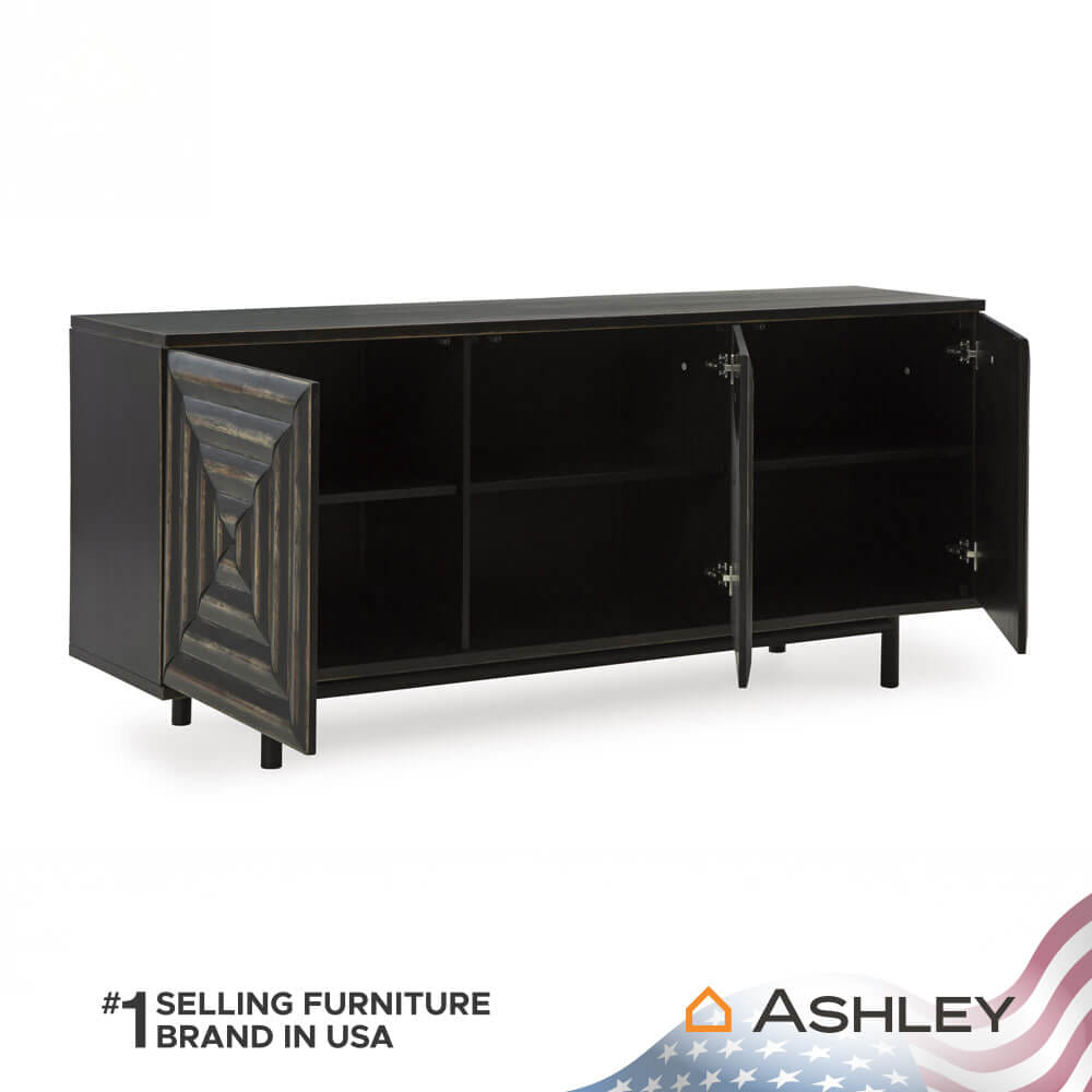 ตู้เตี้ยบานเปิด ASHLEY FURNITURE HOMESTORE รุ่น FAIR RIDGE/183 สีดำวินเทจ
