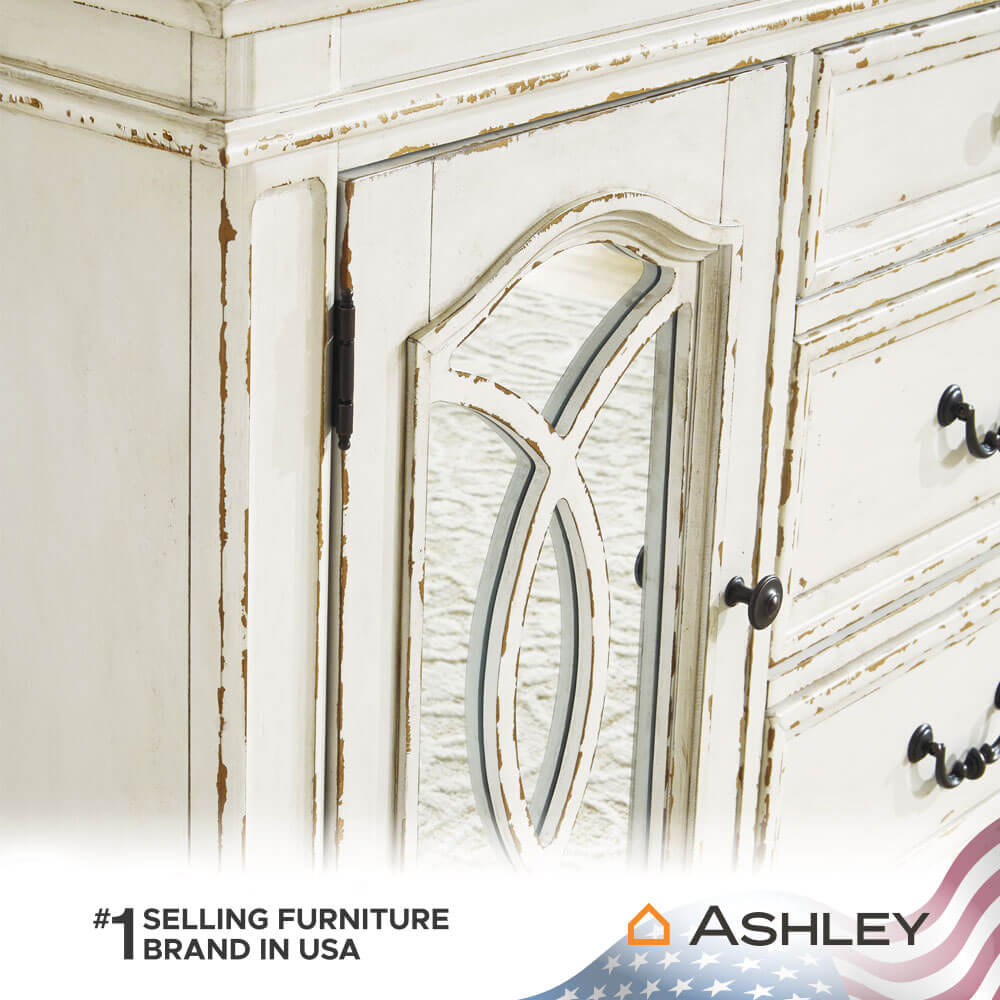 ตู้เตี้ยบานผสม ASHLEY FURNITURE HOMESTORE รุ่น REALYN/162 สีขาววินเทจ