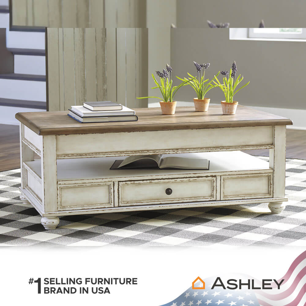 โต๊ะกลาง พร้อมลิฟท์ท็อป ASHLEY FURNITURE HOMESTORE  รุ่น REALYN/119 สีขาววินเทจ_4