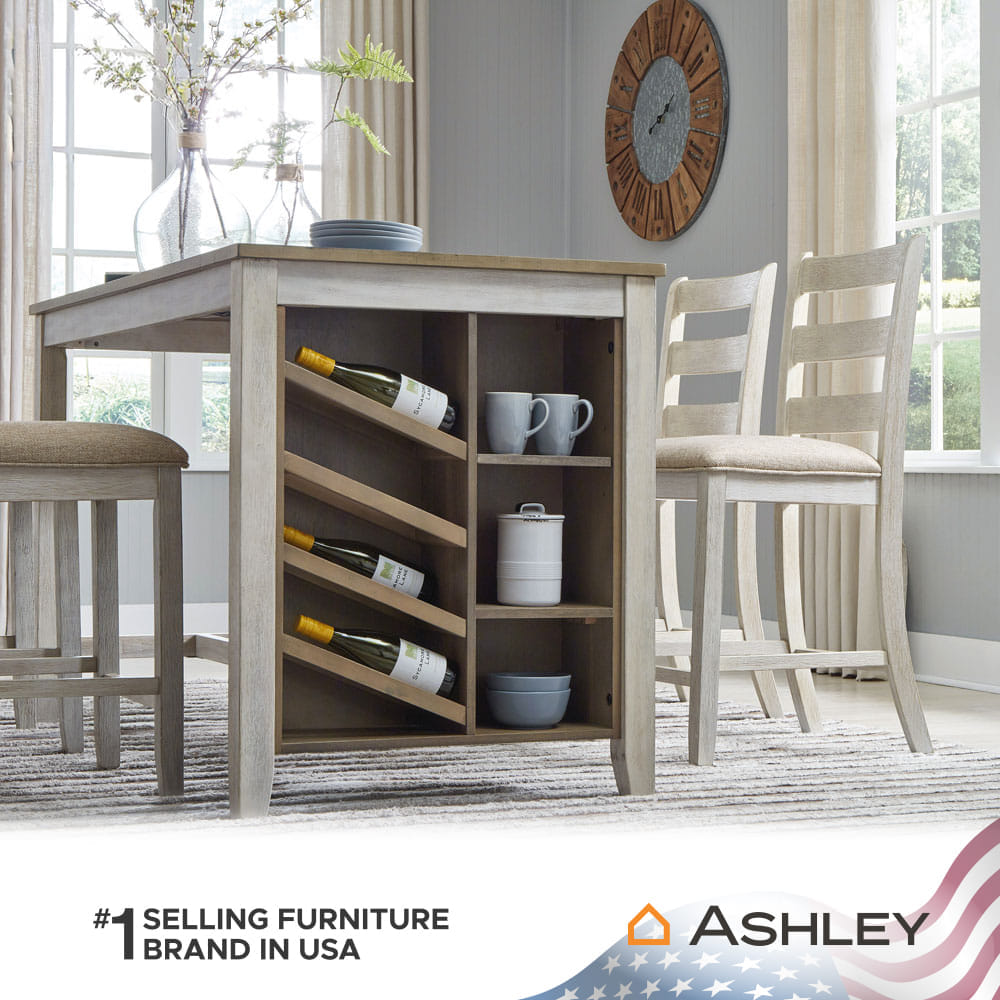 โต๊ะบาร์ พร้อมช่องเก็บของ ASHLEY FURNITURE HOMESTORE รุ่น SKEMPTON/152 สีขาววินเทจ