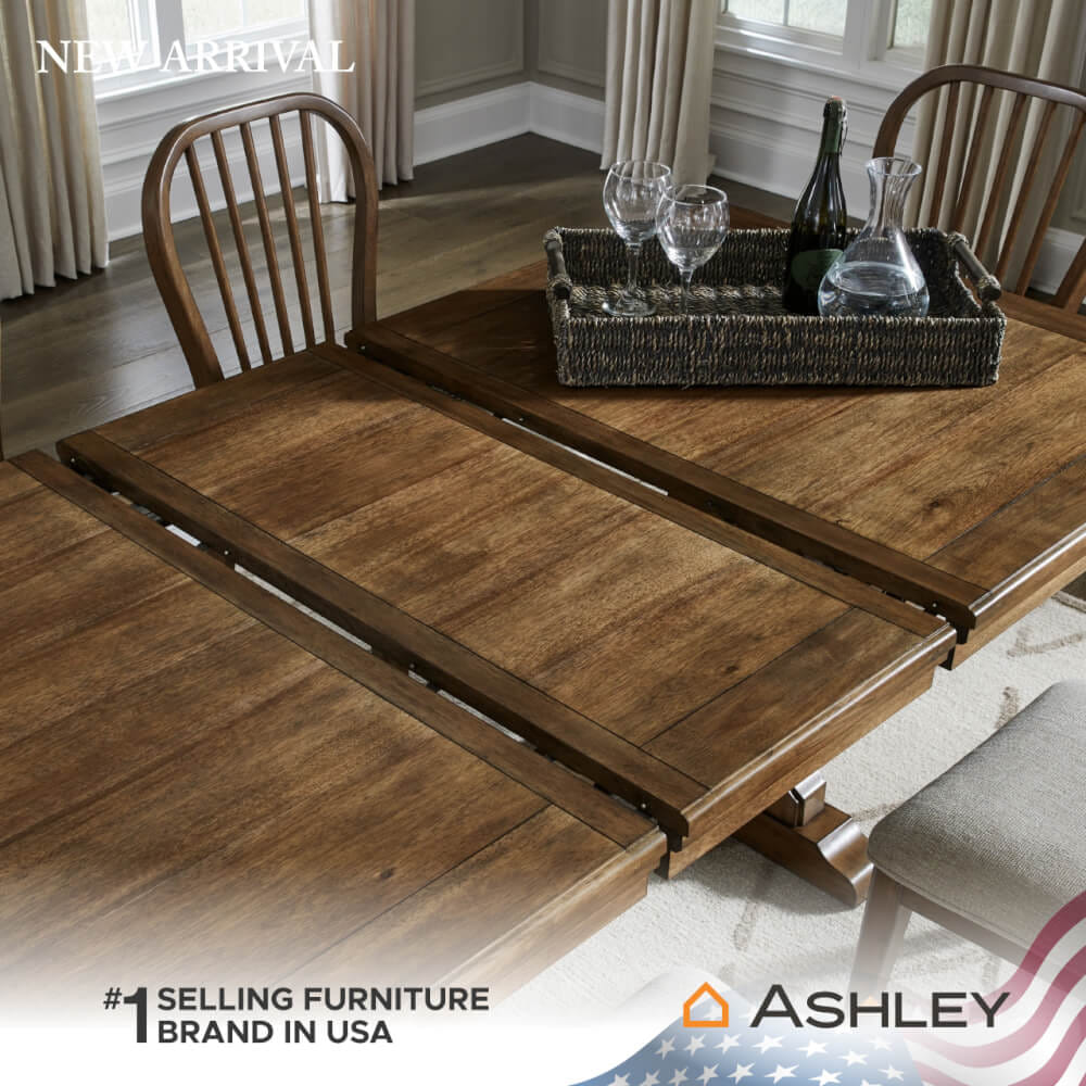 โต๊ะอาหาร ปรับขนาดได้ ASHLEY FURNITURE HOMESTORE รุ่น STURLAYNE/172-218 สีน้ำตาล
