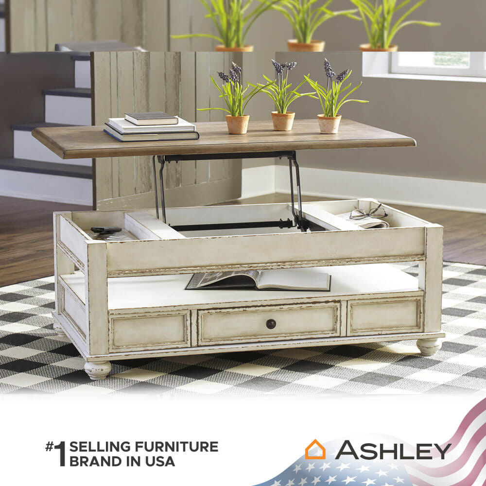 โต๊ะกลาง พร้อมลิฟท์ท็อป ASHLEY FURNITURE HOMESTORE  รุ่น REALYN/119 สีขาววินเทจ_5