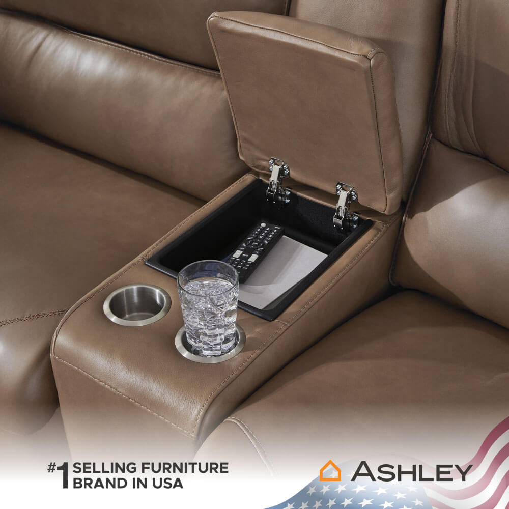 โซฟาปรับเอนนอนไฟฟ้า 2 ที่นั่งพร้อมคอนโซล ASHLEY FURNITURE HOMESTORE รุ่น SILVERBROOKE/2RRM สีน้ำตาล