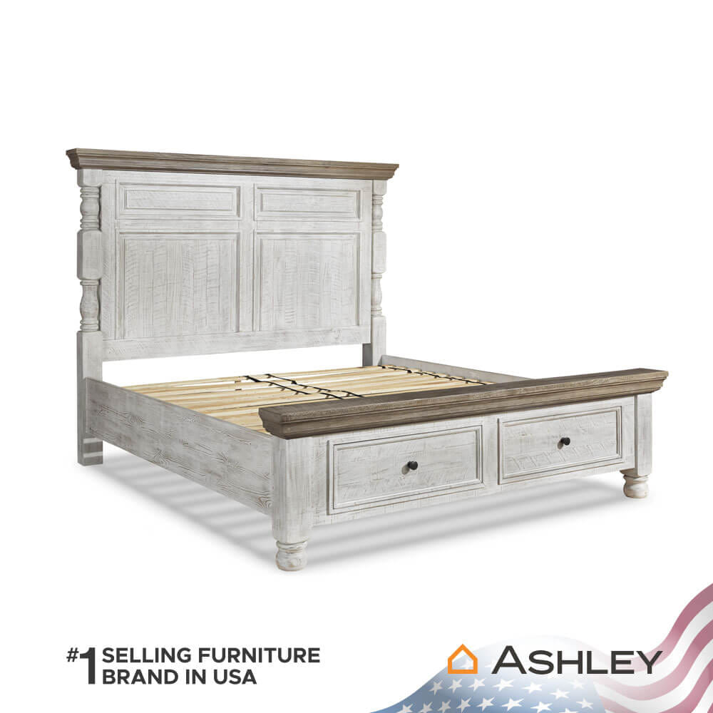 เตียงนอนขนาด 6 ฟุต ASHLEY FURNITURE HOMESTORE รุ่น HAVALANCE/180 สีขาววินเทจ