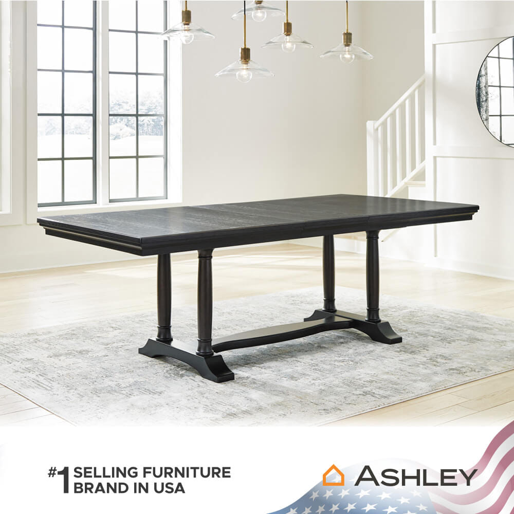 โต๊ะอาหาร ปรับขนาดได้ ASHLEY FURNITURE HOMESTORE รุ่น WELLTERN/192-235 สีดำ