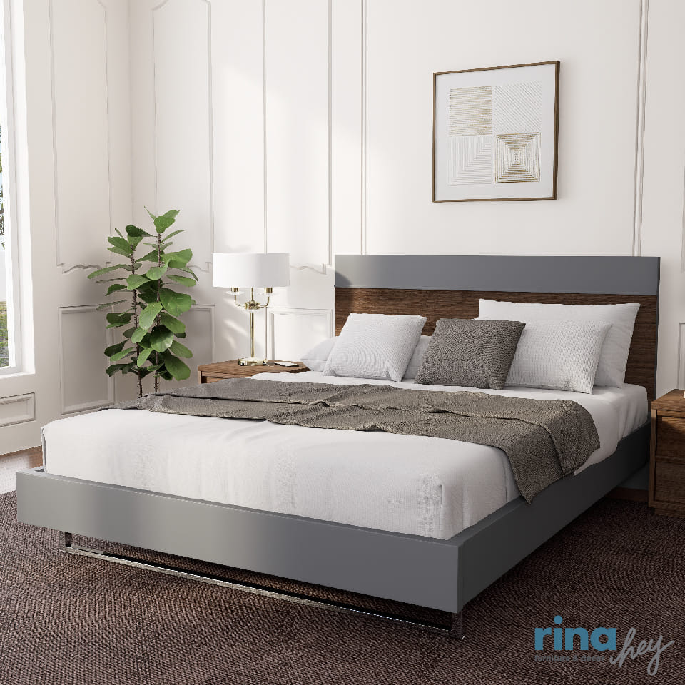 เตียง 5 ฟุต  RINA HEY  รุ่น COOPER/150 สีวอลนัทและเทา