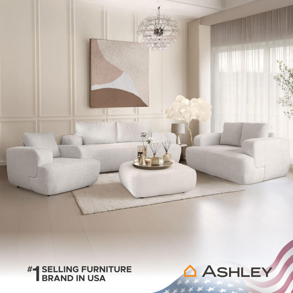 โซฟา 3 ที่นั่ง ASHLEY FURNITURE HOMESTORE รุ่น BRAVESTONE/3 สีเทาอ่อน