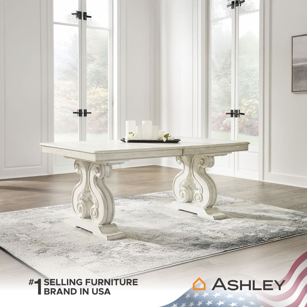 โต๊ะอาหาร ปรับขนาดได้ ASHLEY FURNITURE HOMESTORE รุ่น ARLENDYNE/183-275 สีขาววินเทจ