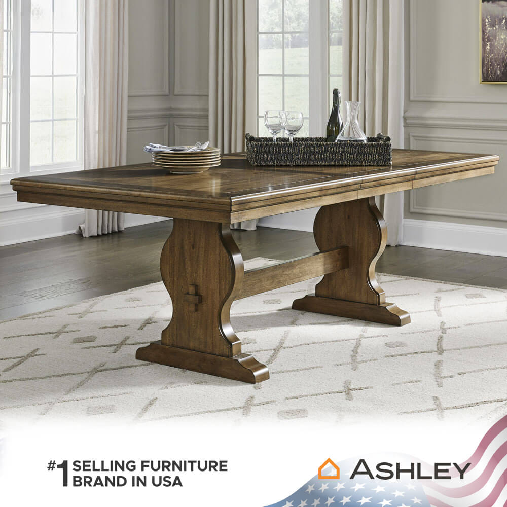 โต๊ะอาหาร ปรับขนาดได้ ASHLEY FURNITURE HOMESTORE รุ่น STURLAYNE/172-218 สีน้ำตาล