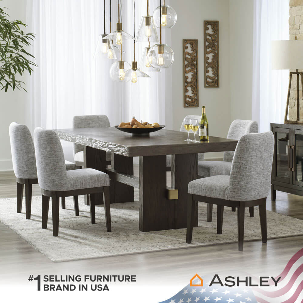โต๊ะอาหาร ปรับขนาดได้ ASHLEY FURNITURE HOMESTORE รุ่น BURKHAUS/182-228 สีน้ำตาลเข้ม