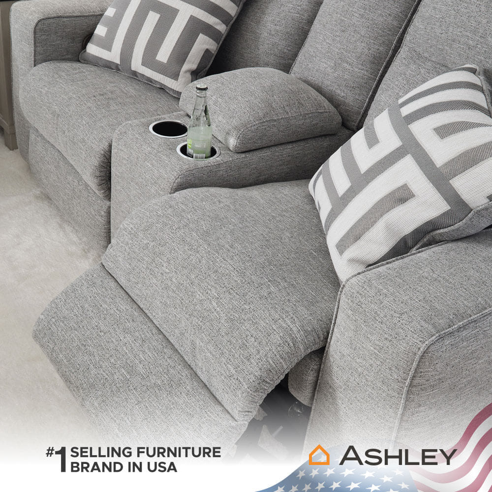 โซฟาปรับเอนไฟฟ้า 2 ที่นั่งพร้อมที่วางแขน ASHLEY FURNITURE HOMESTORE รุ่น BISCOE/2RRM สีเทาอ่อน