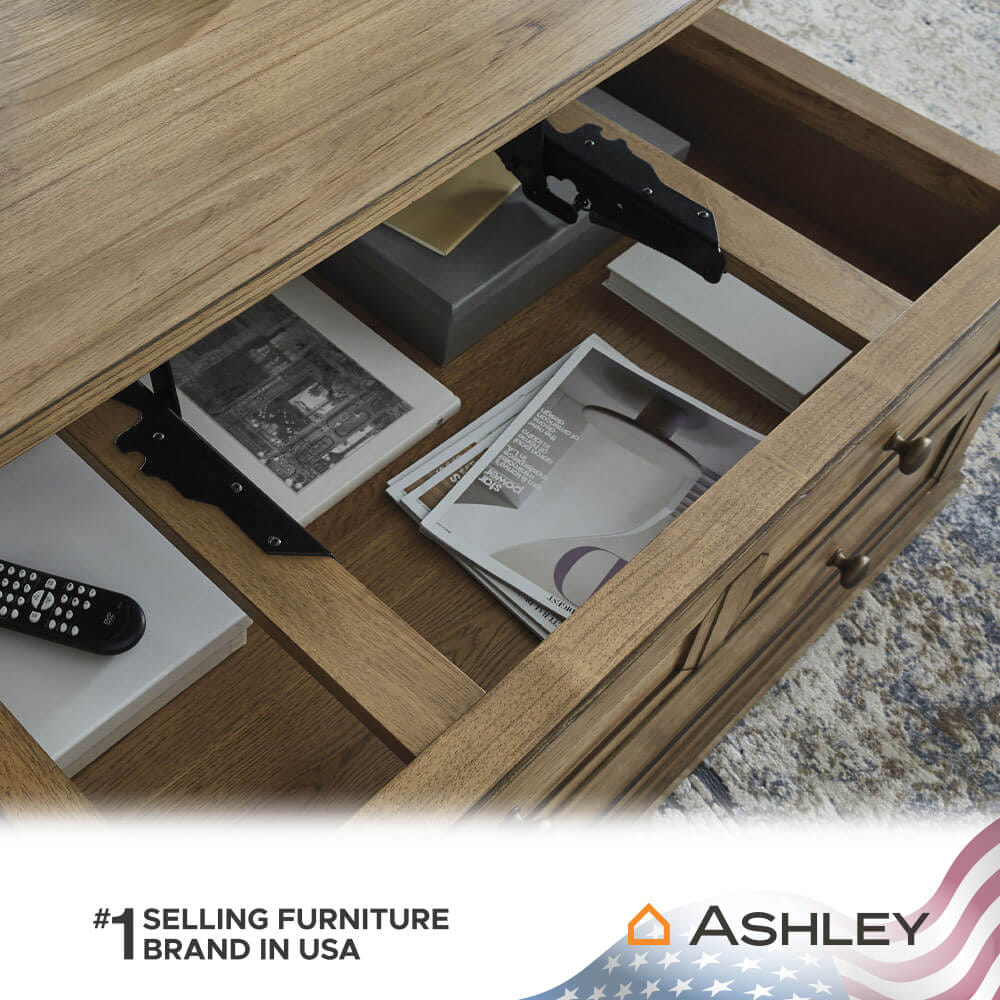 โต๊ะกลาง พร้อมลิฟท์ท็อป ASHLEY FURNITURE HOMESTORE รุ่น SHARLANCE/107 สีน้ำตาลอ่อน_8