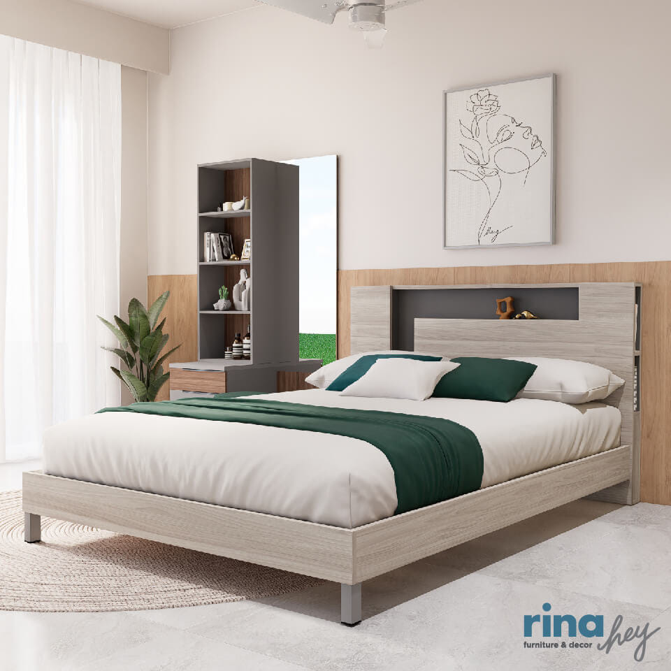 เตียง 5 ฟุต  RINA HEY  รุ่น GLASTON/150 สีน้ำตาลอ่อน_6
