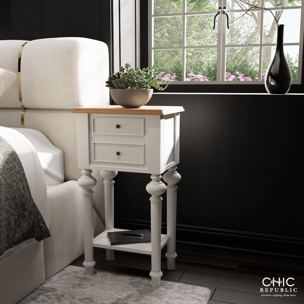 ตู้ข้างเตียง CHIC REPUBLIC รุ่น LEGENDE สีขาววินเทจ มีชั้นวาง_5