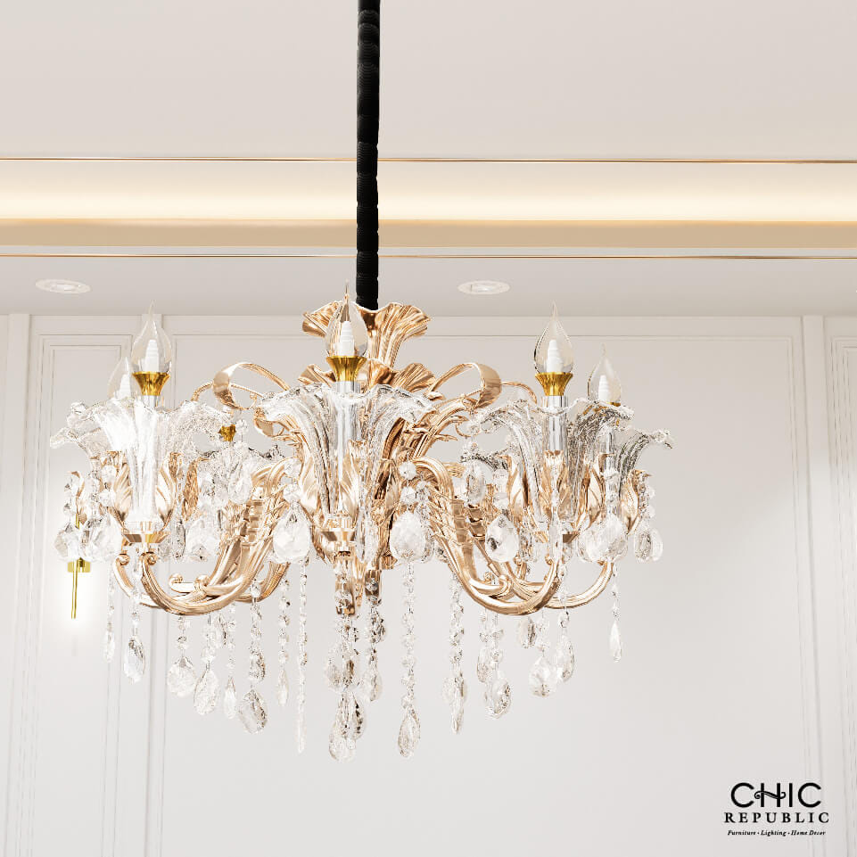 โคมไฟระย้า CHIC REPUBLIC รุ่น ROSEILE/8 สีทอง_5