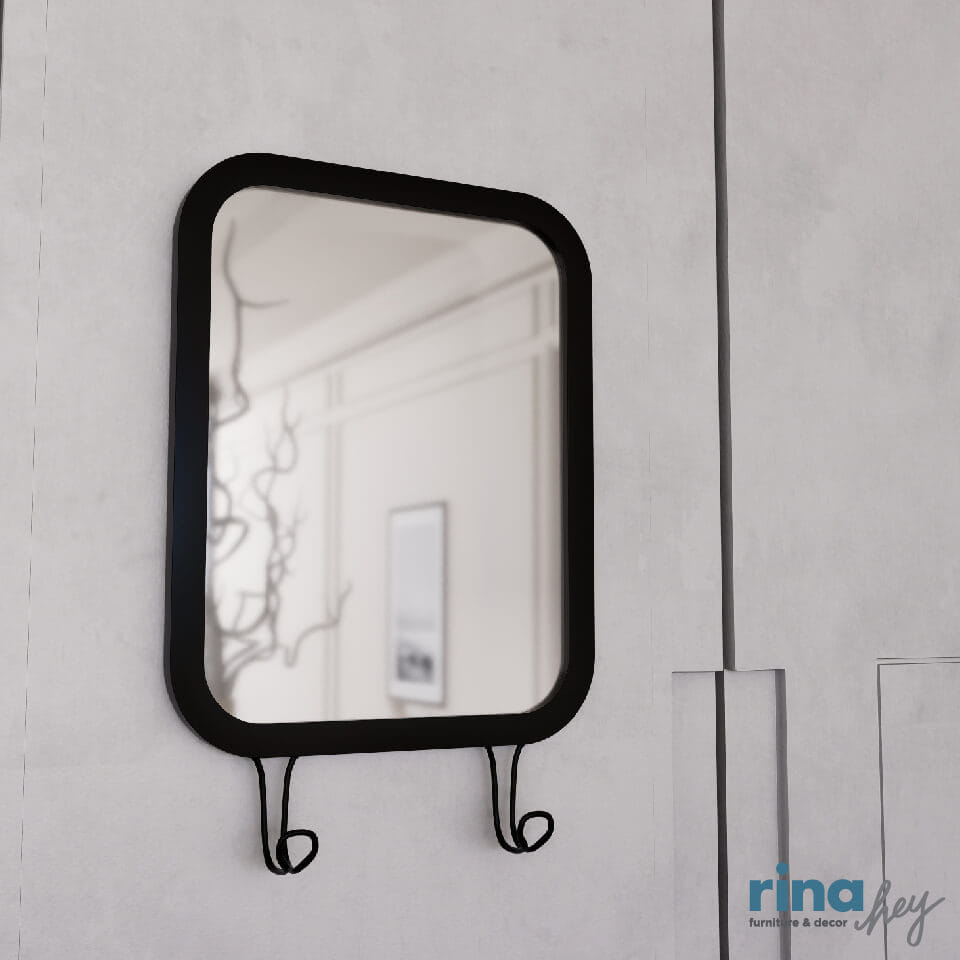 กระจกติดผนังพร้อมที่แขวน RINA HEY รุ่น MONA/30X50 สีดำ_7