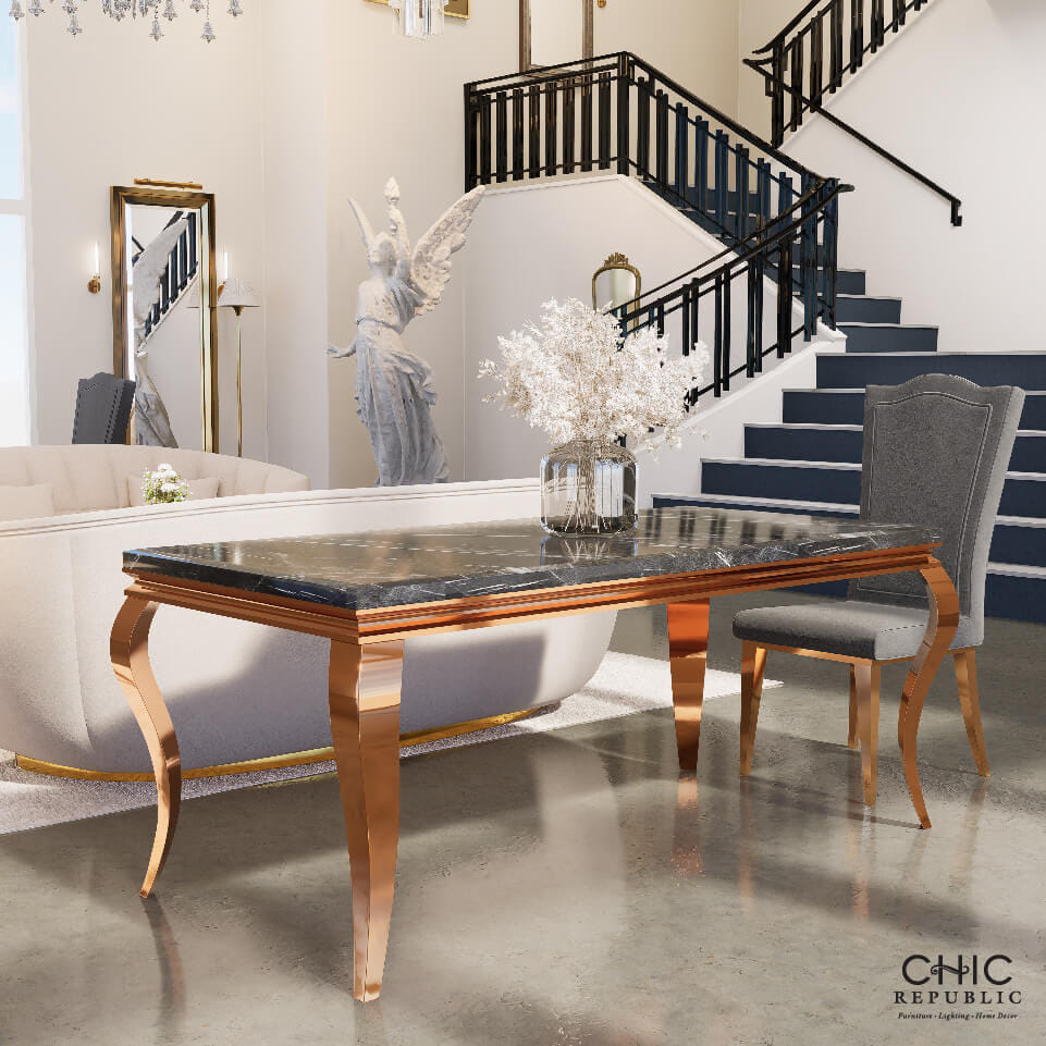 โต๊ะอาหาร CHIC REPUBLIC รุ่น SANTIAGO-RG/180 MARBLE สีดำ_7