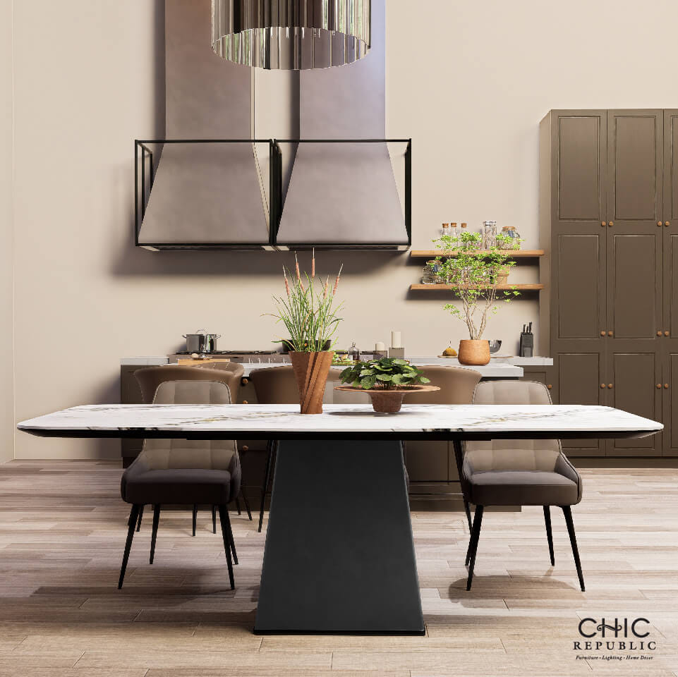โต๊ะอาหาร CHIC REPUBLIC รุ่น EMILIA RECTANGULAR-DG/220 สีขาวธรรมชาติขาสีเทาเข้ม_8