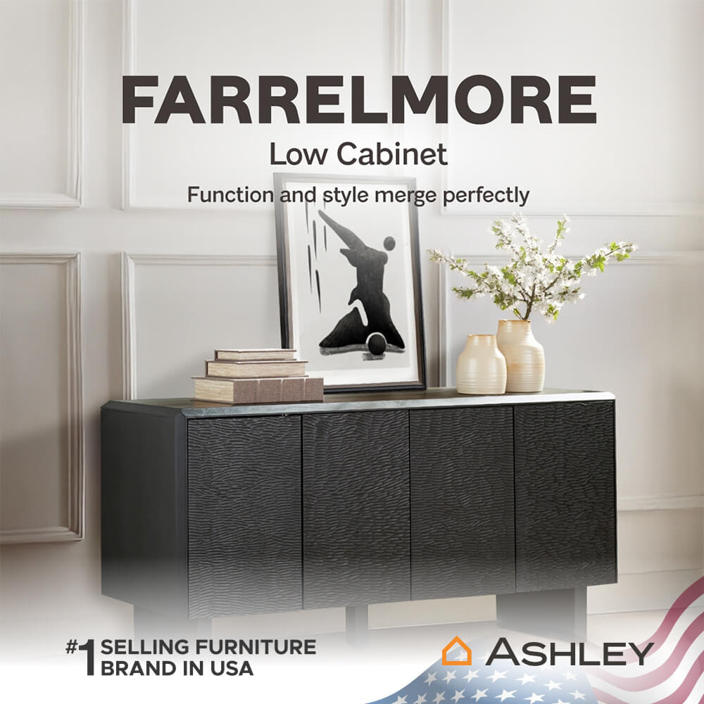 ตู้เตี้ยบานเปิด ASHLEY FURNITURE HOMESTORE รุ่น FARRELMORE/165 สีดำ